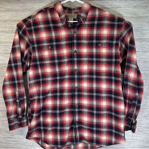 Duluth Trading Red White Black Plaid Flannel Shirt Size L